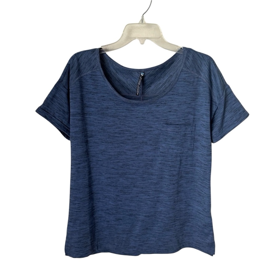 KUHL Small Lin‎ Shurt Blue Black Shirt Short Sleeve Outdoor Casual Weekend Top